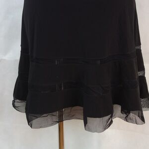 Joseph Ribkoff Black Mesh /Jersey Striped Frill Skirt Sz 8